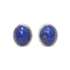 Stud Earrings 925 Sterling Silver Lapis Lazuli Gemstone Women Handmade Gift C152